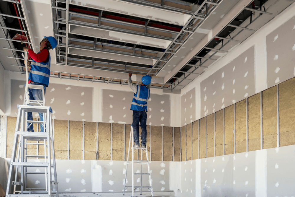 Fast Patch Drywall crew on a commercial drywall job in the Seattle metro